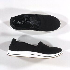 Clarks CloudSteppers Slip On Flats Womens Size 6.5 M Black Canvas